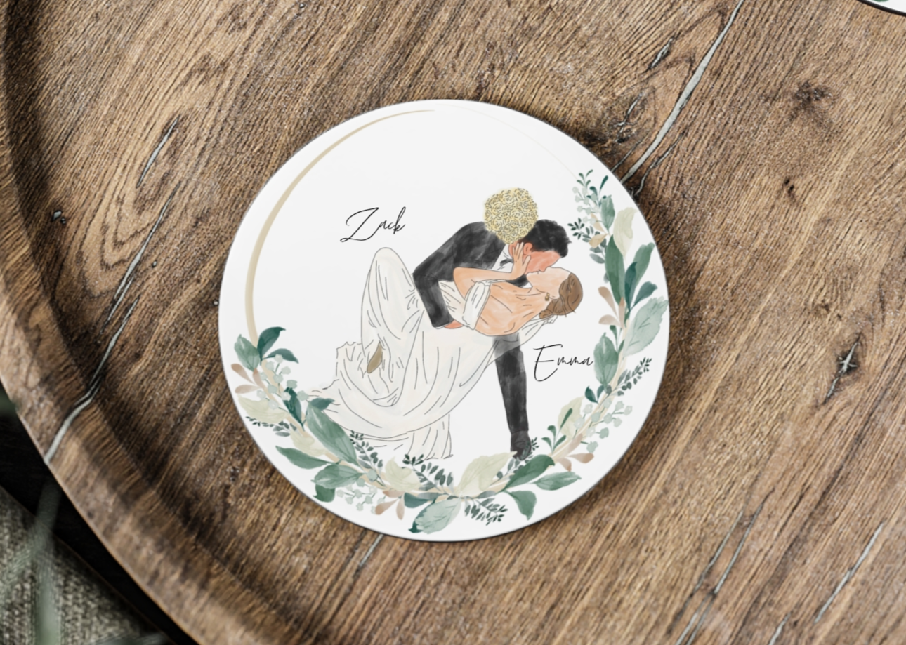 Custom Wedding Portrait Watercolor Ceramic Magnets