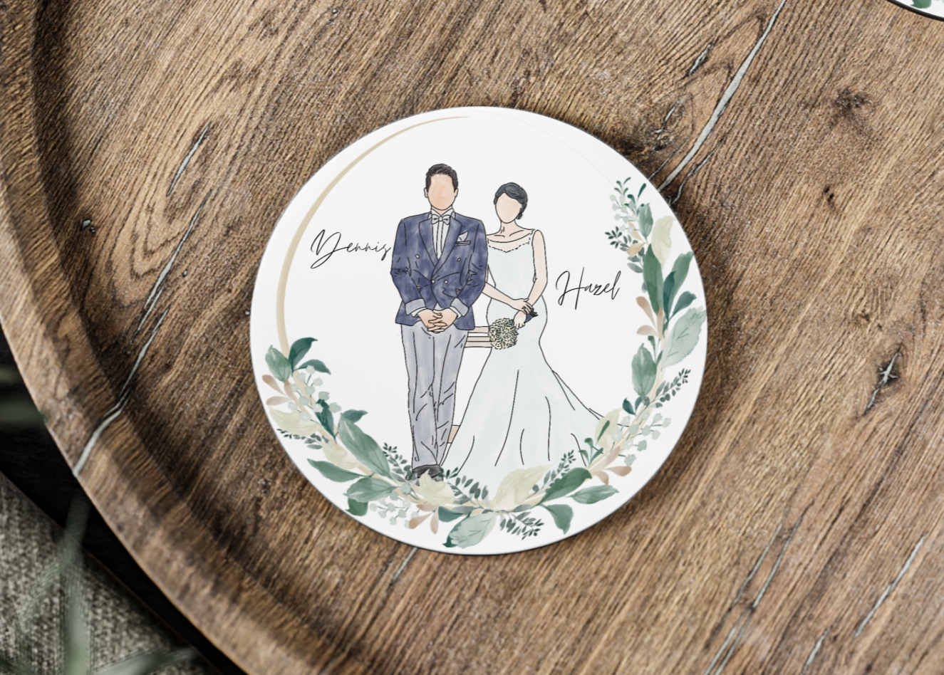 Custom Wedding Portrait Watercolor Ceramic Magnets