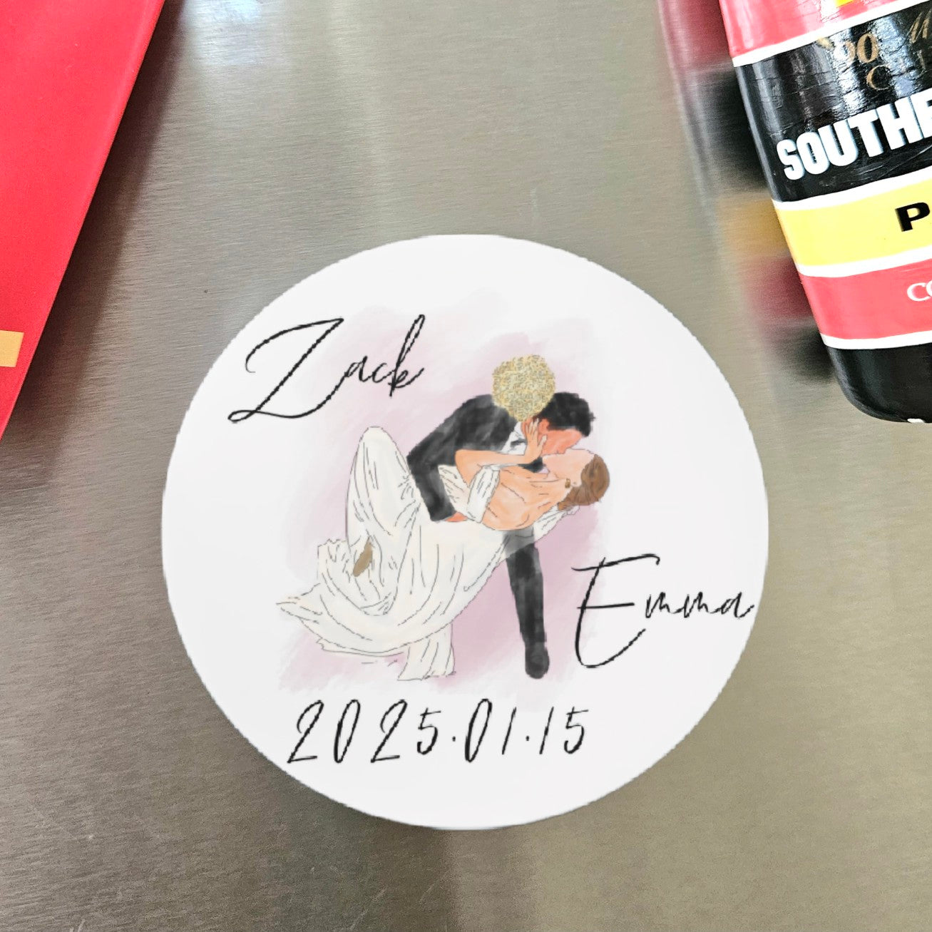 Custom Wedding Portrait Watercolor Ceramic Magnets
