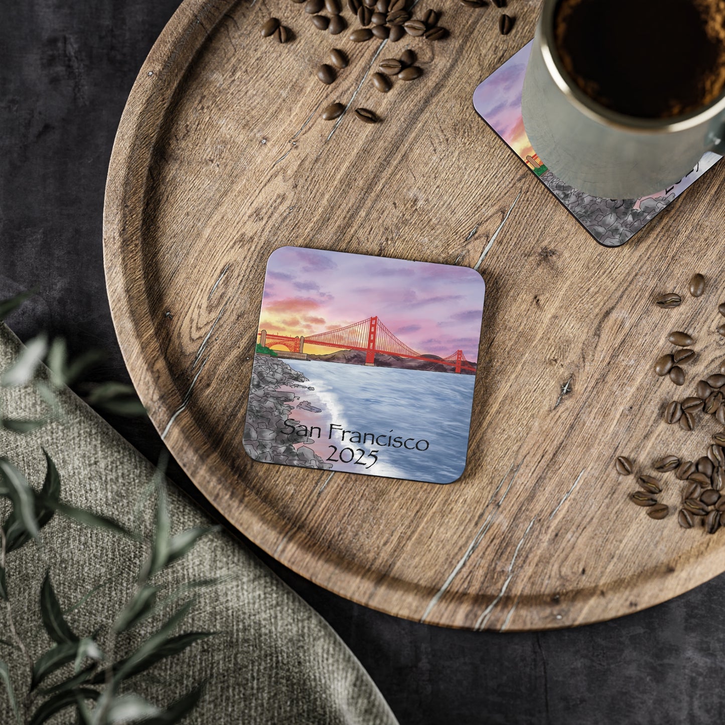 San Francisco Watercolor Souvenir Ceramic Coasters