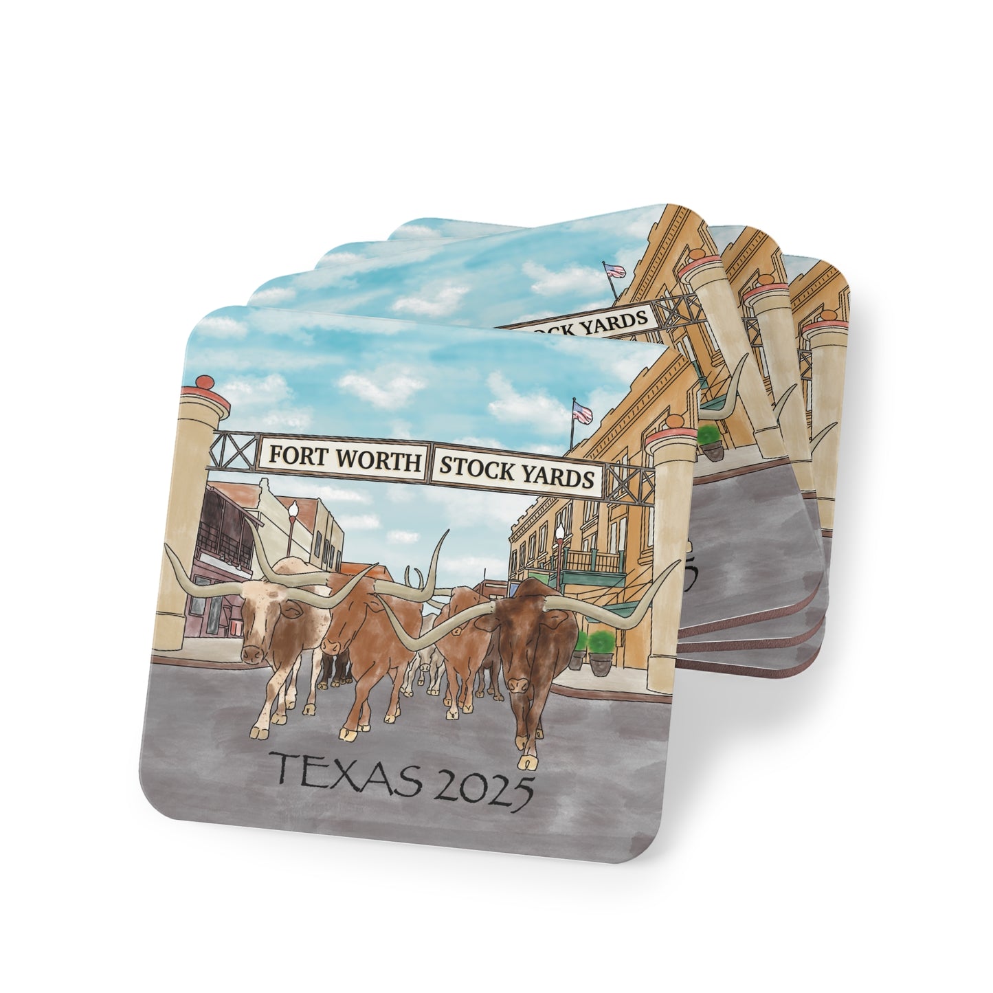 Texas Watercolor Souvenir Ceramic Coasters