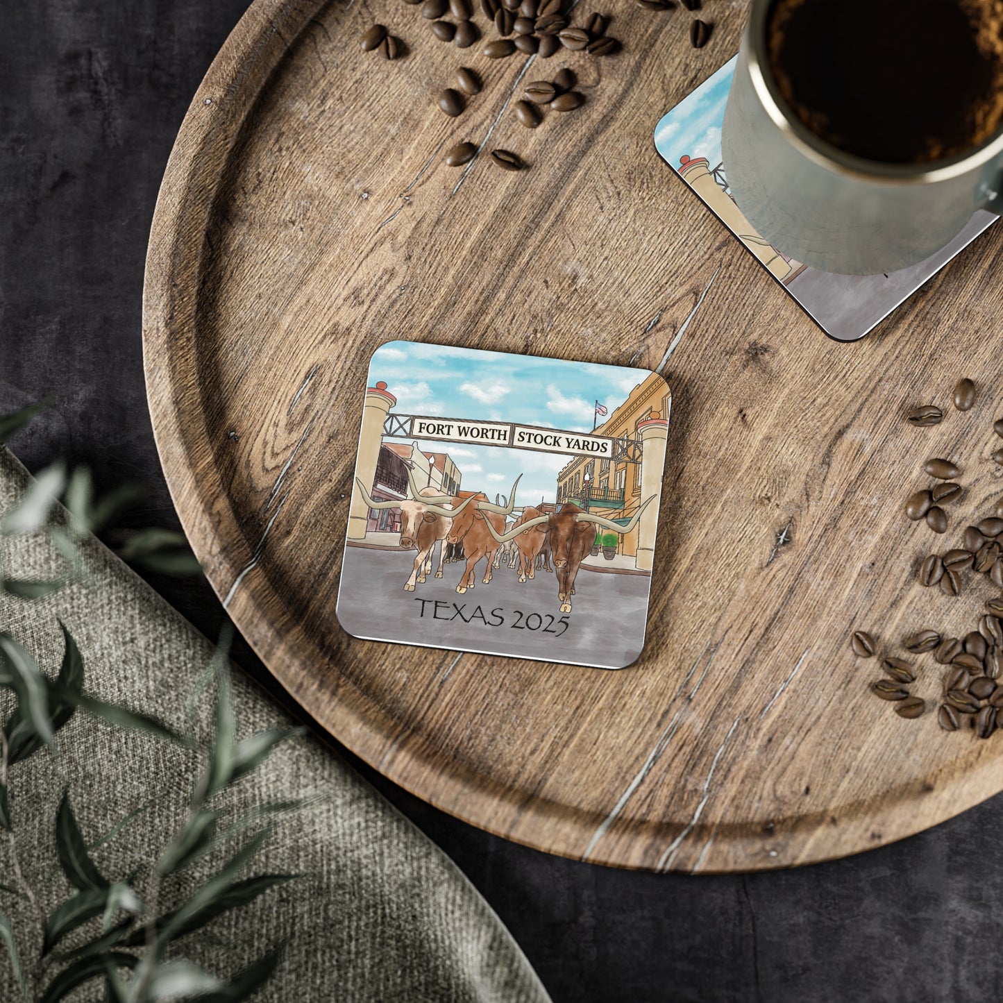 Texas Watercolor Souvenir Ceramic Coasters