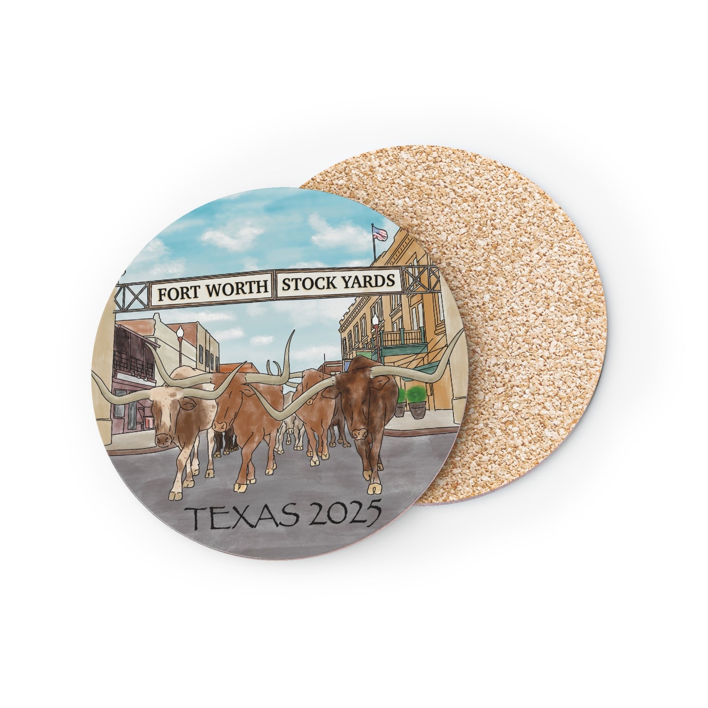 Texas Watercolor Souvenir Ceramic Coasters