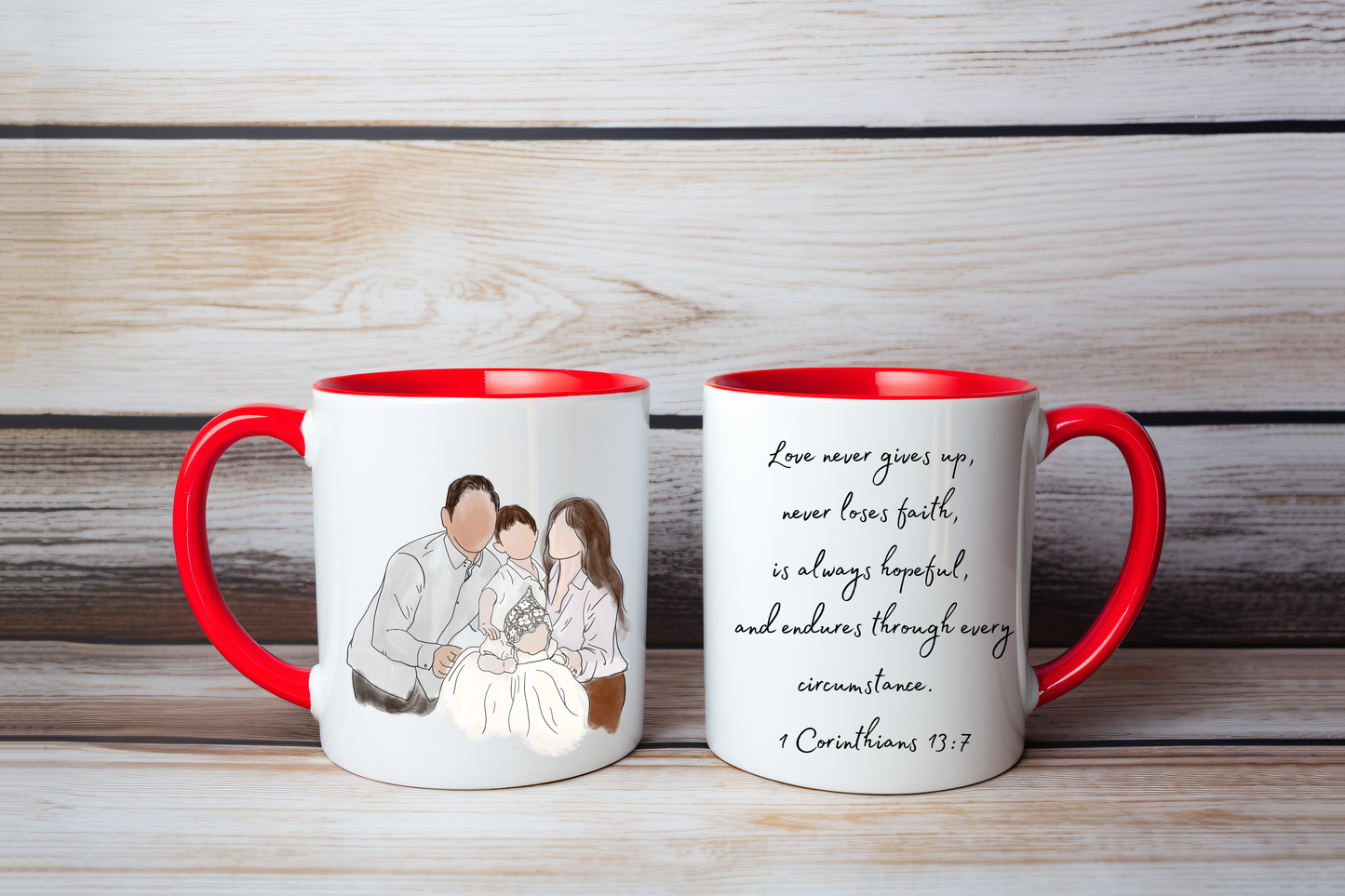 Personalized Watercolor Portrait Mug with Custom Quote