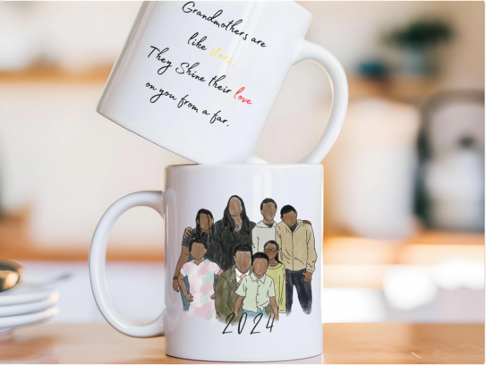 Personalized Watercolor Portrait Mug with Custom Quote
