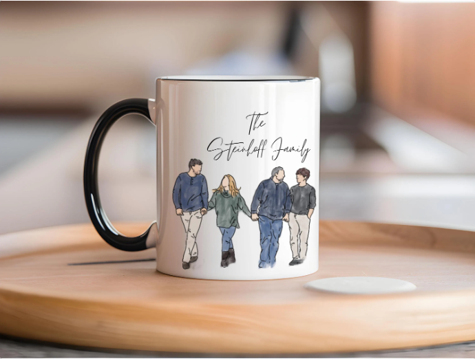 Personalized Watercolor Portrait Mug with Custom Quote