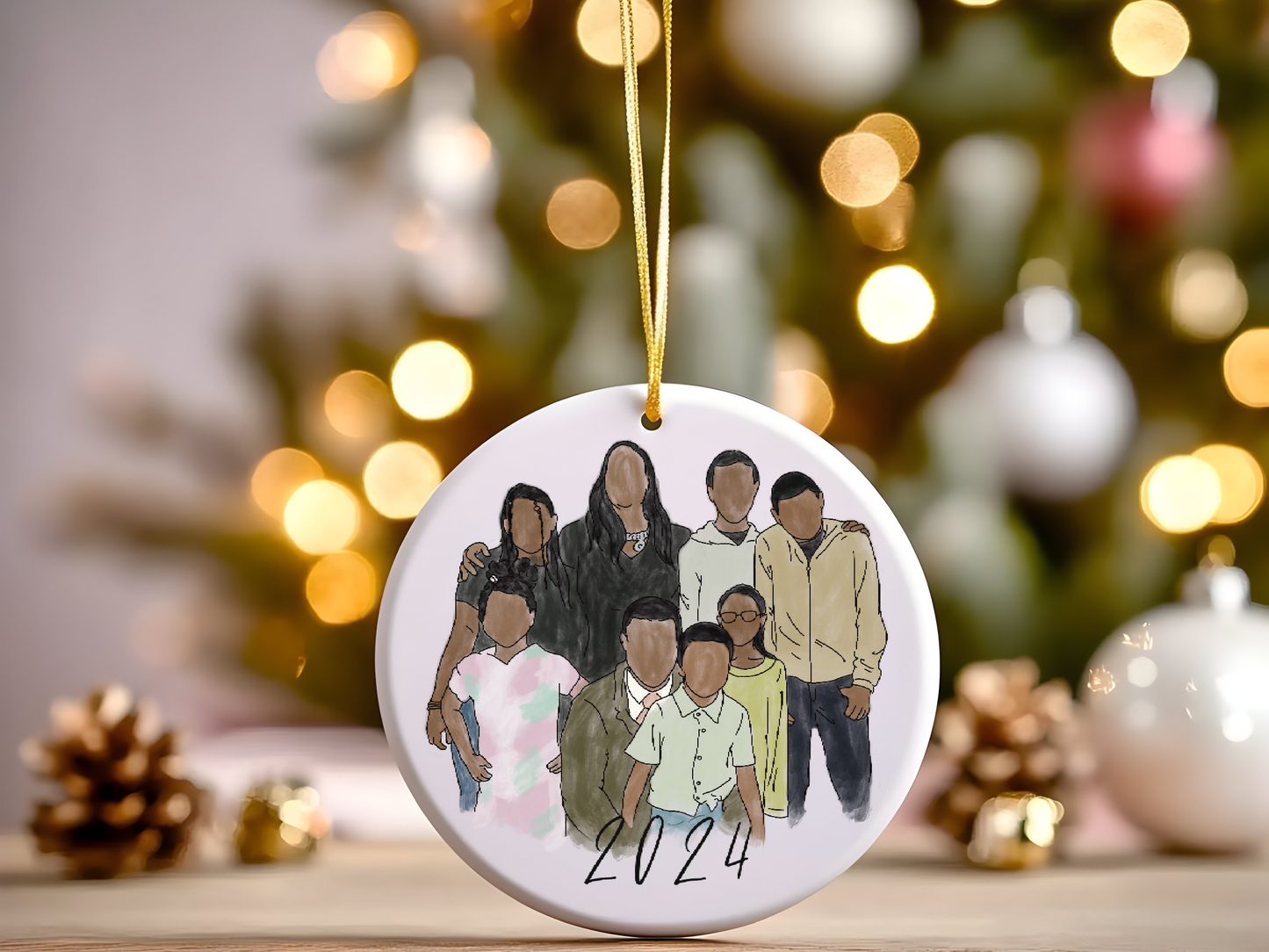 Custom Watercolor Portrait Christmas Ornament from Photograph