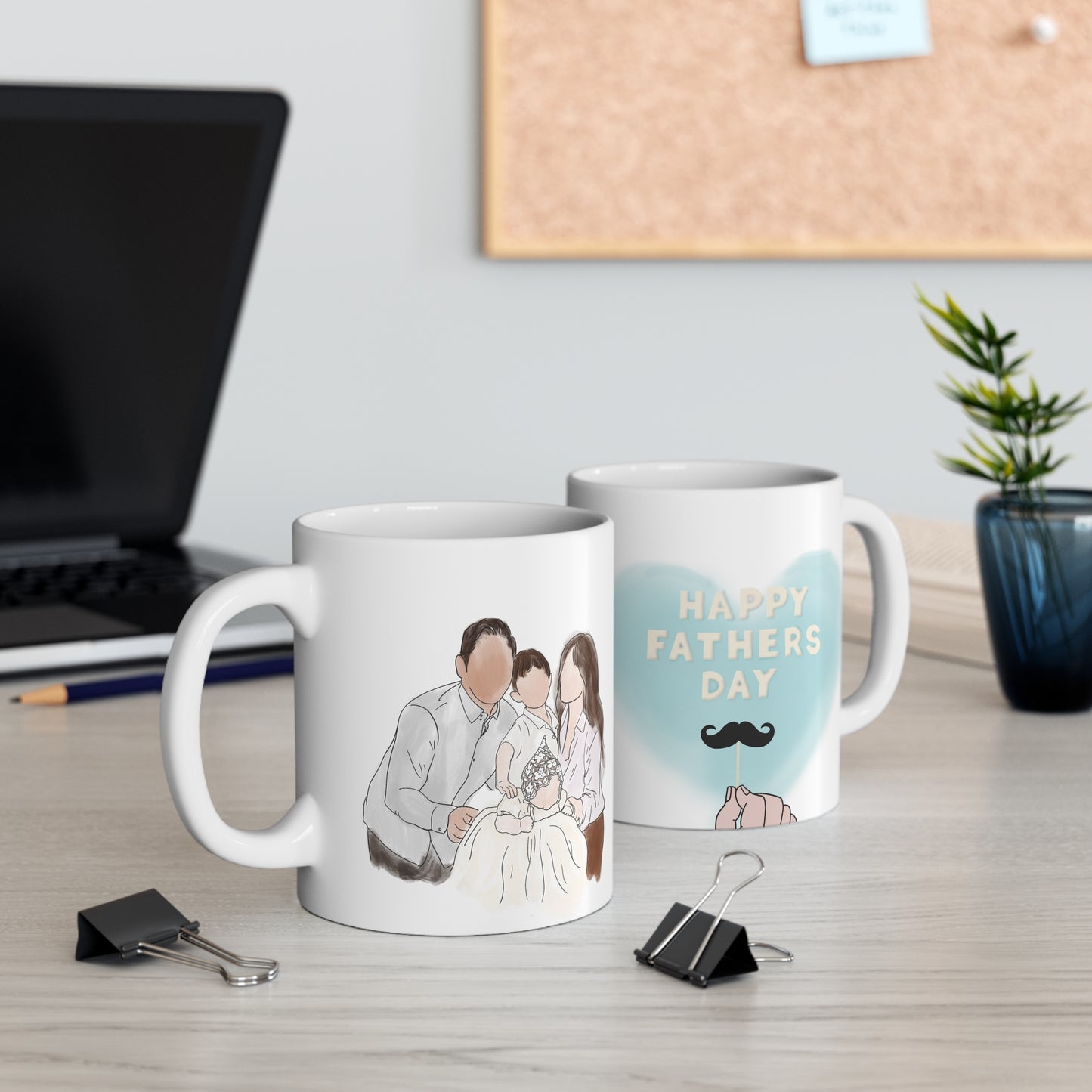 Father's Day Portrait Mug | Mugs for Dad | Unique Gift for Dad | Gift for Grandpa