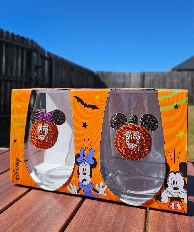 Mickey & Minnie Disney Halloween Set of 2 Stemless Glasses