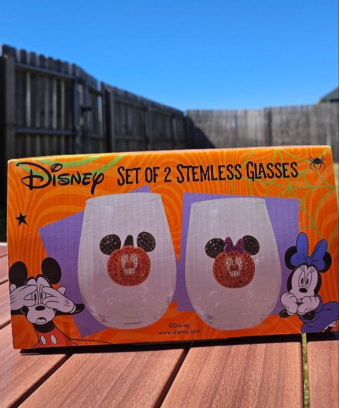 Mickey & Minnie Disney Halloween Set of 2 Stemless Glasses